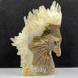 676g Natural quartz crystal cluster mineral specimen, hand-carved the Eagle gift