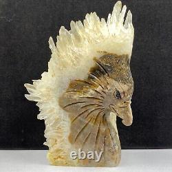 676g Natural quartz crystal cluster mineral specimen, hand-carved the Eagle gift