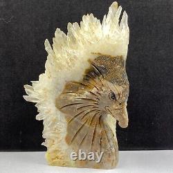 676g Natural quartz crystal cluster mineral specimen, hand-carved the Eagle gift