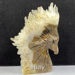 676g Natural quartz crystal cluster mineral specimen, hand-carved the Eagle gift