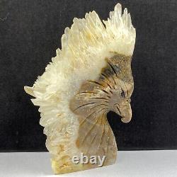 676g Natural quartz crystal cluster mineral specimen, hand-carved the Eagle gift