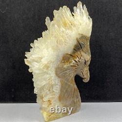 676g Natural quartz crystal cluster mineral specimen, hand-carved the Eagle gift