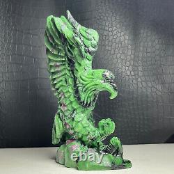 677g Natural Crystal. RUBY ZOISITE. Hand-carved. The Exquisite Eagle. Gift. YJ