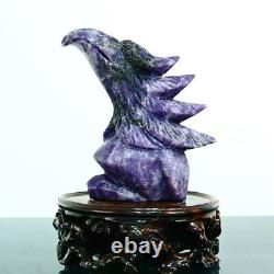 680g Natural dream amethyst hand carved eagle quartz crystal decoration healing