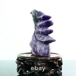 680g Natural dream amethyst hand carved eagle quartz crystal decoration healing