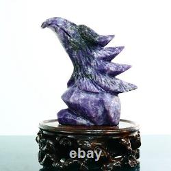 680g Natural dream amethyst hand carved eagle quartz crystal decoration healing