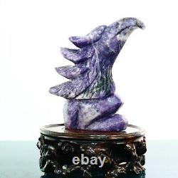 680g Natural dream amethyst hand carved eagle quartz crystal decoration healing