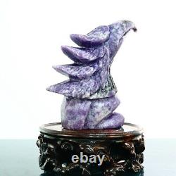 680g Natural dream amethyst hand carved eagle quartz crystal decoration healing