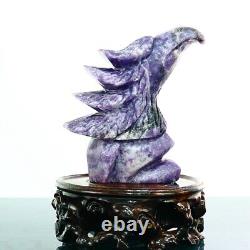 680g Natural dream amethyst hand carved eagle quartz crystal decoration healing