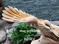 69 cm Chinese Thuja sutchuenensis Handwork wood Lanneret Hawk Eagle sculpture