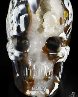 7.0 Orca Agate Hand Carved Crystal Skull Fine Art Sculpture and Eagle, Crystal