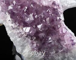 7.2 Agate Amethyst Geode Hand Carved Crystal Eagle Sculpture, Crystal Healing