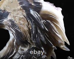 7.2 Agate Amethyst Geode Hand Carved Crystal Eagle Sculpture, Crystal Healing