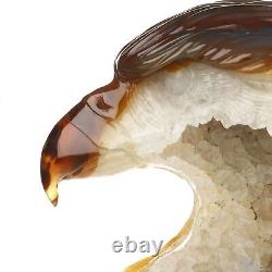 7.4 Agate Geode Hand Carved Crystal Eagle Sculpture, Crystal Healing