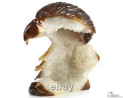 7.4 Agate Geode Hand Carved Crystal Eagle Sculpture, Crystal Healing