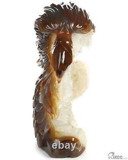 7.4 Agate Geode Hand Carved Crystal Eagle Sculpture, Crystal Healing