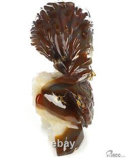 7.4 Agate Geode Hand Carved Crystal Eagle Sculpture, Crystal Healing