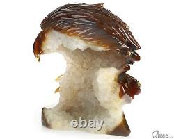 7.4 Agate Geode Hand Carved Crystal Eagle Sculpture, Crystal Healing