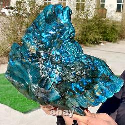 7.55LB Natural beautiful labradorite crystal hand- carved eagle healing(Costin)
