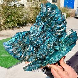 7.55LB natural beautiful labradorite crystal hand-carved eagle healing