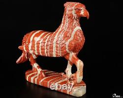 7.7 Red Jasper Hand Carved Crystal Eagle with Horse Body Sculpture, Healing