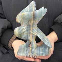 7.8 Natural Blue Golem Quartz Crystal Hand Carved eagle Skull Reiki Healing