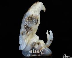 7.9 Blue Chalcedony Hand Carved Crystal Eagle & Snake Sculpture Crystal Healing