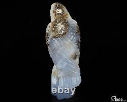 7.9 Blue Chalcedony Hand Carved Crystal Eagle & Snake Sculpture Crystal Healing