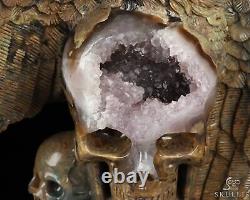 7.9 Dinosaur Egg Agate Hand Carved Crystal Skull and Eagle Fine Art Sculpture