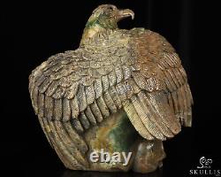 7.9 Dinosaur Egg Agate Hand Carved Crystal Skull and Eagle Fine Art Sculpture