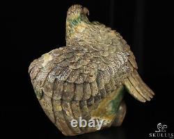 7.9 Dinosaur Egg Agate Hand Carved Crystal Skull and Eagle Fine Art Sculpture