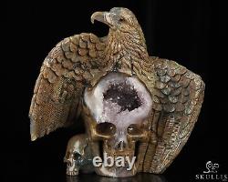 7.9 Dinosaur Egg Agate Hand Carved Crystal Skull and Eagle Fine Art Sculpture