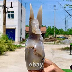 7.9LB Natural agate quartz crystal hand carved skull and Flying Eagle Healing