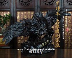 72 cm China Black Wood Hand Carved Feng Shui Animal Bird Hawk Eagle glede Statue
