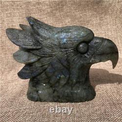 790g Natural labradorite eagle head Quartz hand carved crystal skull Healing