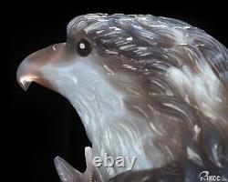 8.3 Agate Hand Carved Crystal Eagle Sculpture, Crystal Healing