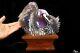 8.4 Agate Amethyst Geode Hand Carved Crystal Eagle Sculpture With Led Stand