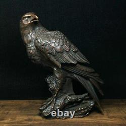 8.5 Old Antique Chinese bronze handcarved eagle Incense burner Statue