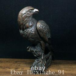 8.5 Old Antique Chinese bronze handcarved eagle Incense burner Statue