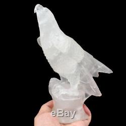 8.5 in Natural Quartz Rock hand Carved crystal Eagle sculpture, Crystal Healing