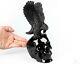 8.9 Black Obsidian Hand Carved Crystal Skull And Eagle Fine Art Sculpture