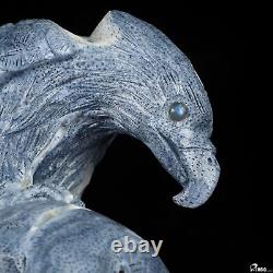 8.9 Blue Ridge Coral Hand Carved Crystal Eagle Sculpture, Crystal Healing