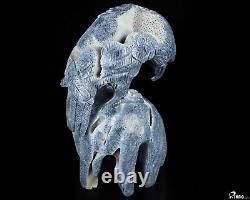 8.9 Blue Ridge Coral Hand Carved Crystal Eagle Sculpture, Crystal Healing