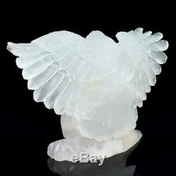 8 in Natural Quartz Rock Hand Carved Crystal Eagle Sculpture, Cristal Guérison