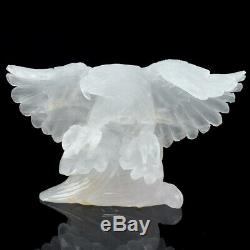 8 in Natural Quartz Rock hand Carved crystal Eagle sculpture, Crystal Healing
