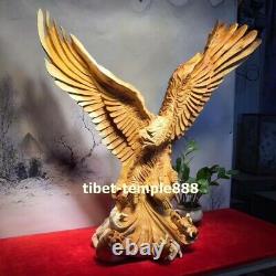 80 cm Chinese Thuja sutchuenensis Handwork wood eagle hawk lanneret sculpture