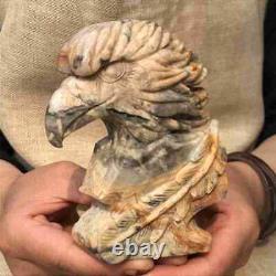 800g Natural Crazy agate eagle skull hand carved Quartz Crystal skull Healing