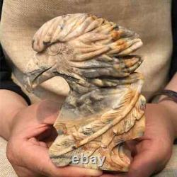 800g Natural Crazy agate eagle skull hand carved Quartz Crystal skull Healing
