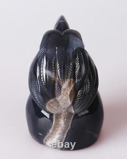 802g Natural Geode Agate Quartz Crystal Hand Carved Eagle Skull Carving 0088