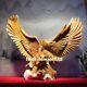 81 Cm Chinese Thuja Sutchuenensis Wood Eagle Hawk Catch Fish Animal Sculpture